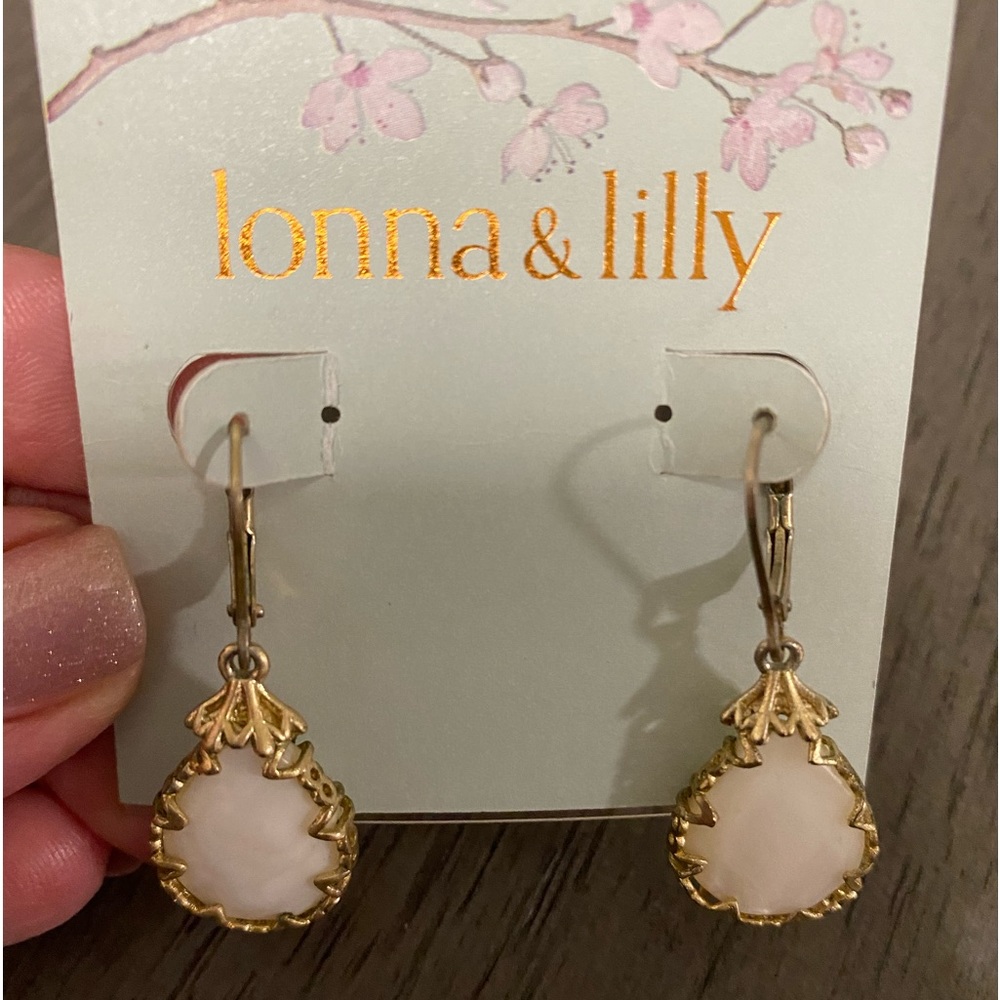 Lonna and Lilly Women's Gold-Tone Stone Drop Earrings